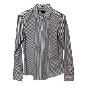 Talbots Wrinkle Resistant Striped Button-Down Shirt Sz  8 Paisley Cuff Travel